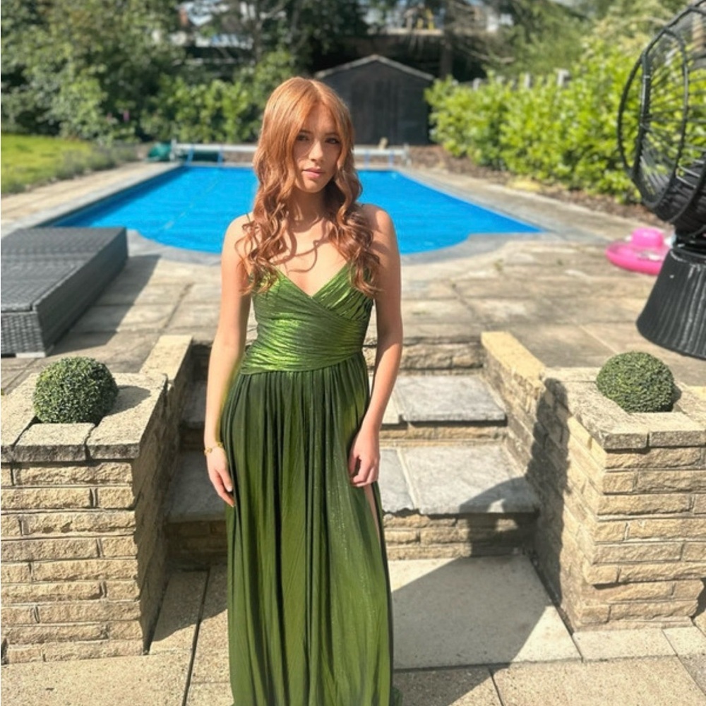 Retrofete Doss Metallic Green Maxi Formal Dress - Picture 4 of 13